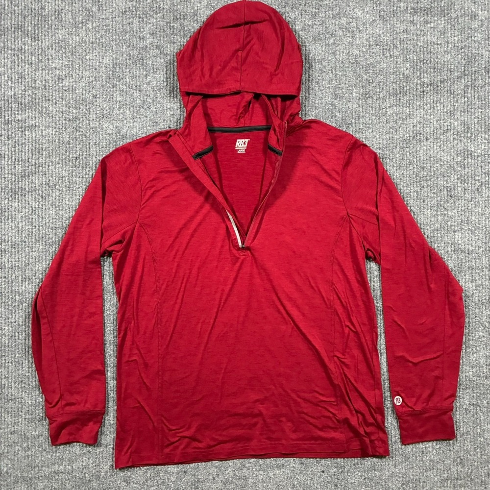 RB3 Performance Mens Hoodie Large Red Athletic Lightweight Pullover Activewear
